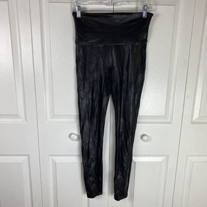 Spanx‎ L Large Faux Leather Leggings Black High Waisted Slimming Look at me now